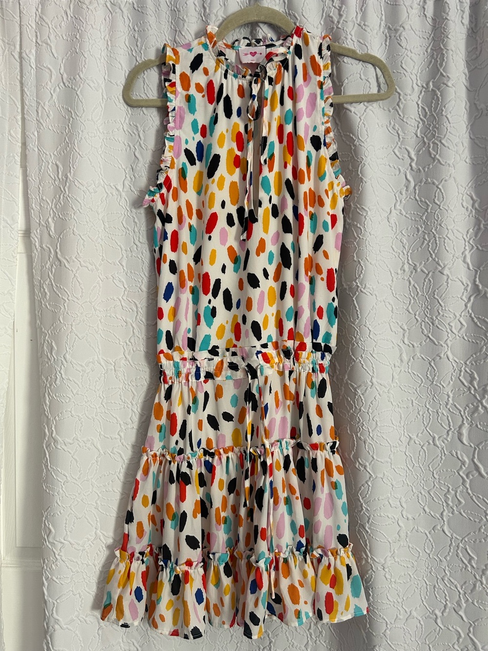 Buddy Love White Dress with Multicolor Dot Print